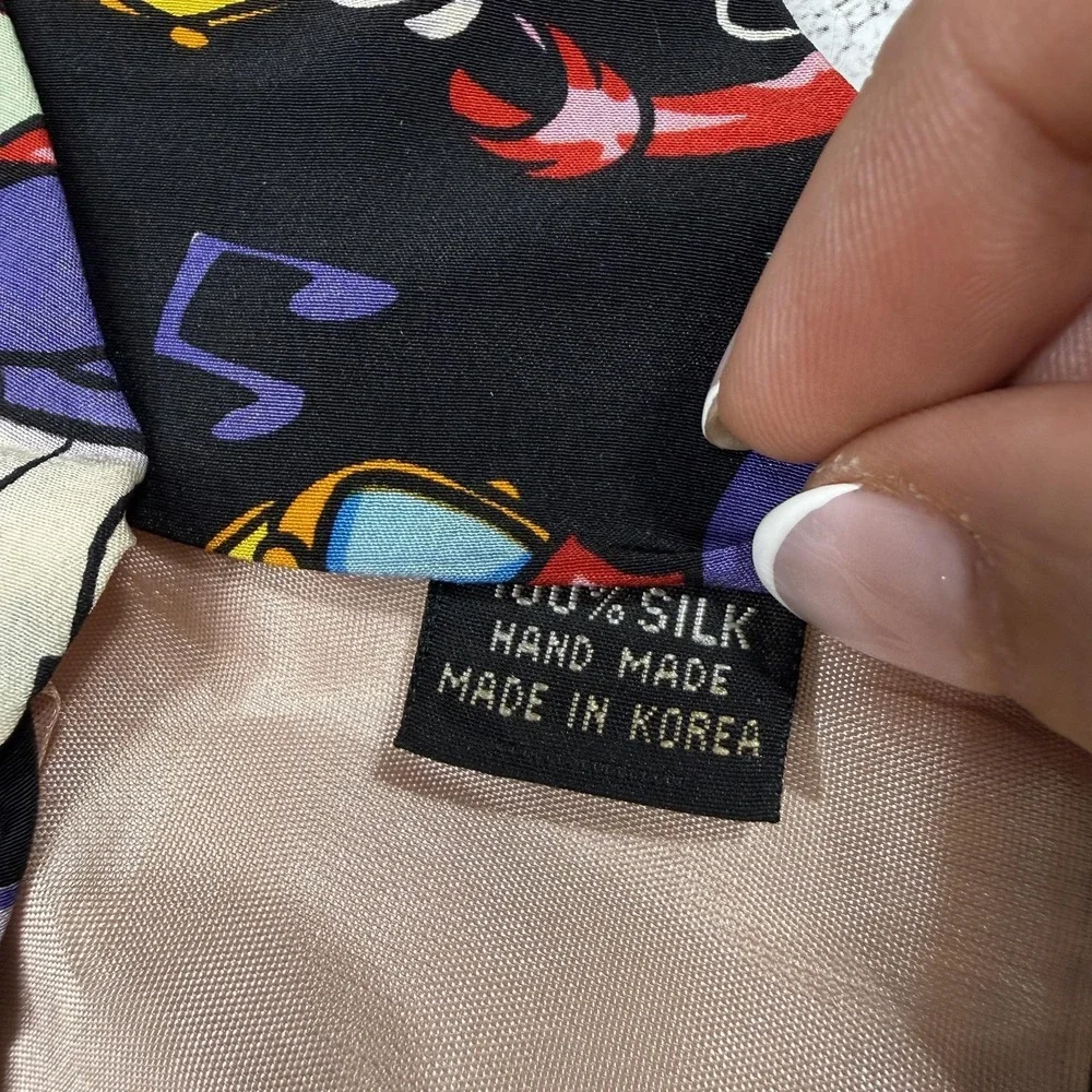 BALANCINE Silk Tie Mens OS Goofy Black Music Piano Pointed‎ Made IKorea Necktie